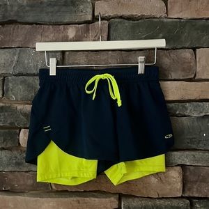 Champion Womens Sport Shorts with Spandex. Navy Blue/Neon. Size Small.